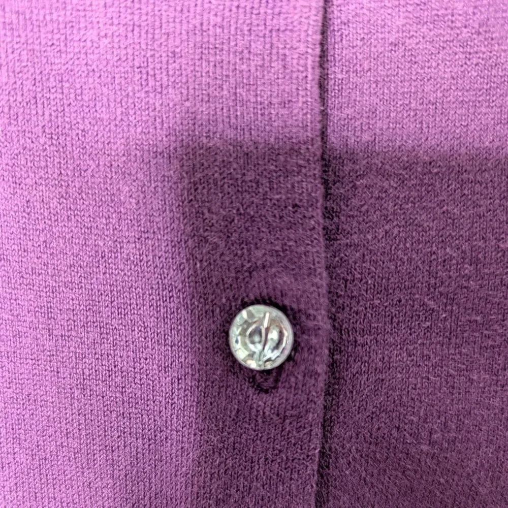 Vintage Ann Taylor Loft Purple Diamond Button Down Semi Cropped Cardigan Size SP